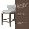 thumbnail image 5 of Maven Lane Hugo Counter Stool, Reclaimed Oak Finish & Ash Grey Fabric, Set of 3, 5 of 6