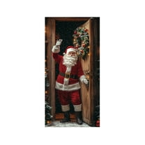 SLYNSHome Merry Christmas Door Cover Xmas Hanging Banner Santa Door Cover Decorations for House Wall Door Winter Holiday Party Supplies