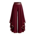 thumbnail image 3 of cocolona Womens Chiffon High Waist Palazzo Pants Phnom Penh Elastic Waist Wide Leg Travel Dance Pants, 3 of 4