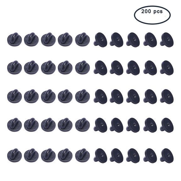 200 pc Rubber Brooch Findings Lapel Pin Backs Black 11x7mm