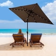 thumbnail image 2 of Aukfa 10 x 6.5ft Rectangular Patio Solar LED Lighted Outdoor Umbrellas for Market Beach Pool - Dark Chocolate, 2 of 8