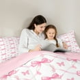 thumbnail image 5 of Homewish Princess Bowknot Girl Bedding Comforter Set, Kawaii Pink Butterfly Twin Comforter Sets, Cartoon Ribbon Bow Reversible Bedding Set, Ultra Soft Bedroom Decor, 2 Pieces, 5 of 8