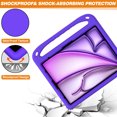 thumbnail image 4 of Allytechgroup Kids Case for Apple iPad Air 13 Inch M2 2024, EVA Lightweight Kickstand Bumper Shockproof Handle Children Proof Protective Case Cover for Girls Boys, Purple, 4 of 6