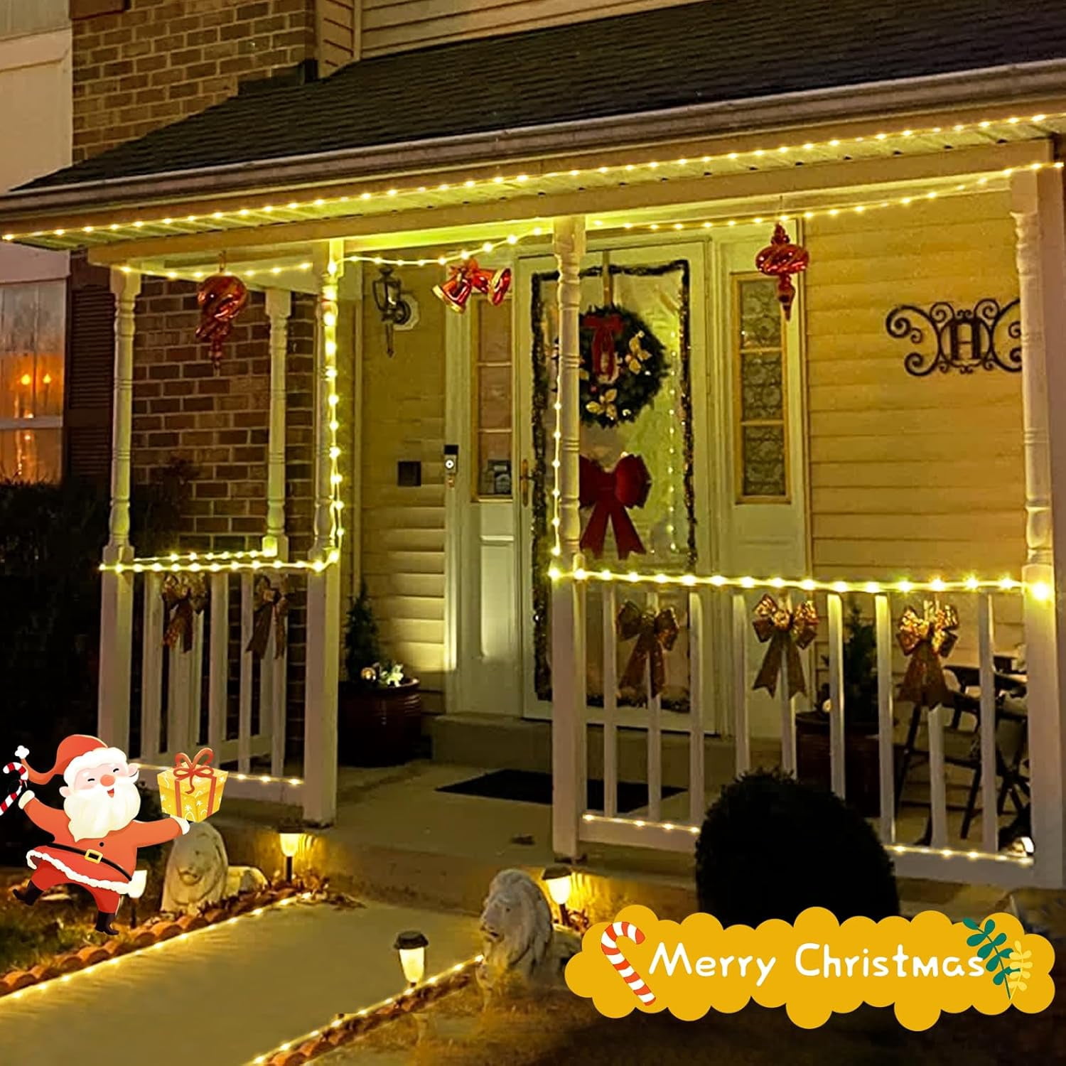 Solar Rope Lights, 2 Pack 39FT 100LED Outdoor Solar String Lights,Solar Christmas Lights Outdoor Waterproof with 8 Modes for Lawn, Garden, Yard, Wedding, Party, Christmas Tree (Warm Light)