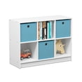 thumbnail image 1 of Pemberly Row Engineered Wood 3x2 Bookcase Storage w/Bins in White/Light Blue, 1 of 6