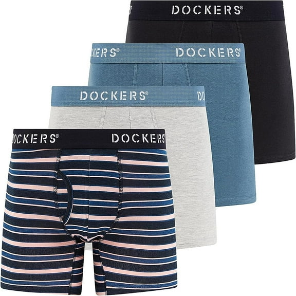 Dockers Men’s Cotton Stretch Boxer Briefs – 4-Pack Comfort & Support for All-Day Wear