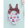 thumbnail image 3 of Baby Girls One-piece Swimsuits, Biscuit/Cake Print Sleeveless V-neck Cutout Bathing Suit Swimwear, 3 of 9