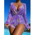thumbnail image 2 of Conjunto de Bikini de cintura alta para mujer, traje de baño Sexy con volantes, color caqui liso con lazo frontal, microbañador para vacaciones, 2024, 2 of 5