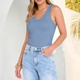 thumbnail image 5 of Womens Summer Tank Tops V Neck Sleeveless Shirts Ribbed Tanks Slim Fitted Casual Basic Tee Shirt, 5 of 7