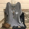 thumbnail image 2 of DDAPJ pyju Dandelion Shirts for Women Cotton Linen Short Sleeve T Shirt Casual Summer Blouse Baggy Comfy Tees Gray M, 2 of 7