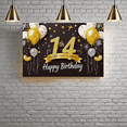 thumbnail image 5 of Glittery 14th Birthday Banner with Gold Elements Background Happy Birthday Party Supplies Photography Props Backdrop Decors, 5 of 7