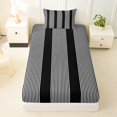 thumbnail image 4 of Castle Fairy Tribal Thin Vertical Stripe Twin Sheets 3pcs,Minimalism Wide Band Bedding,Black White,1 Flat Sheet, 1 Fitted Sheet and 1 Pillowcase, 4 of 7