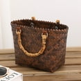 thumbnail image 4 of Bolso de mano grande de paja para mujer, estilo retro, con tiras de bambú, para playa, tejido a mano, elegante, para viaje, 4 of 6