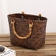 thumbnail image 4 of Bolso de mano grande de paja para mujer, estilo retro, con tiras de bambú, para playa, tejido a mano, elegante, para viaje, 4 of 6