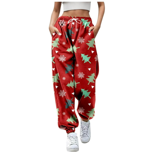WEAIXIMIUNG Black Pants Womens Plus Size Lady's Cartoon Printed Casual Pants