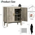 thumbnail image 2 of FANRAL 30" Wide Fluted Sideboard Buffet Cabinet with 2 Doors,Adjustable Shelves,X-Shaped Base Mid Century Modern Storage for Kitchen Living Room Dining Room,Gray Storage Cabinet, 2 of 7