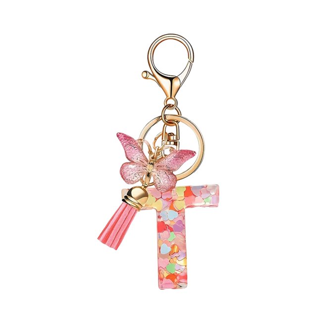 RXIRUCGD Fashion 26-letter Key Chain Pendant Butterflys Tassel Key Chain Elegant Fashion Multi-functional Use
