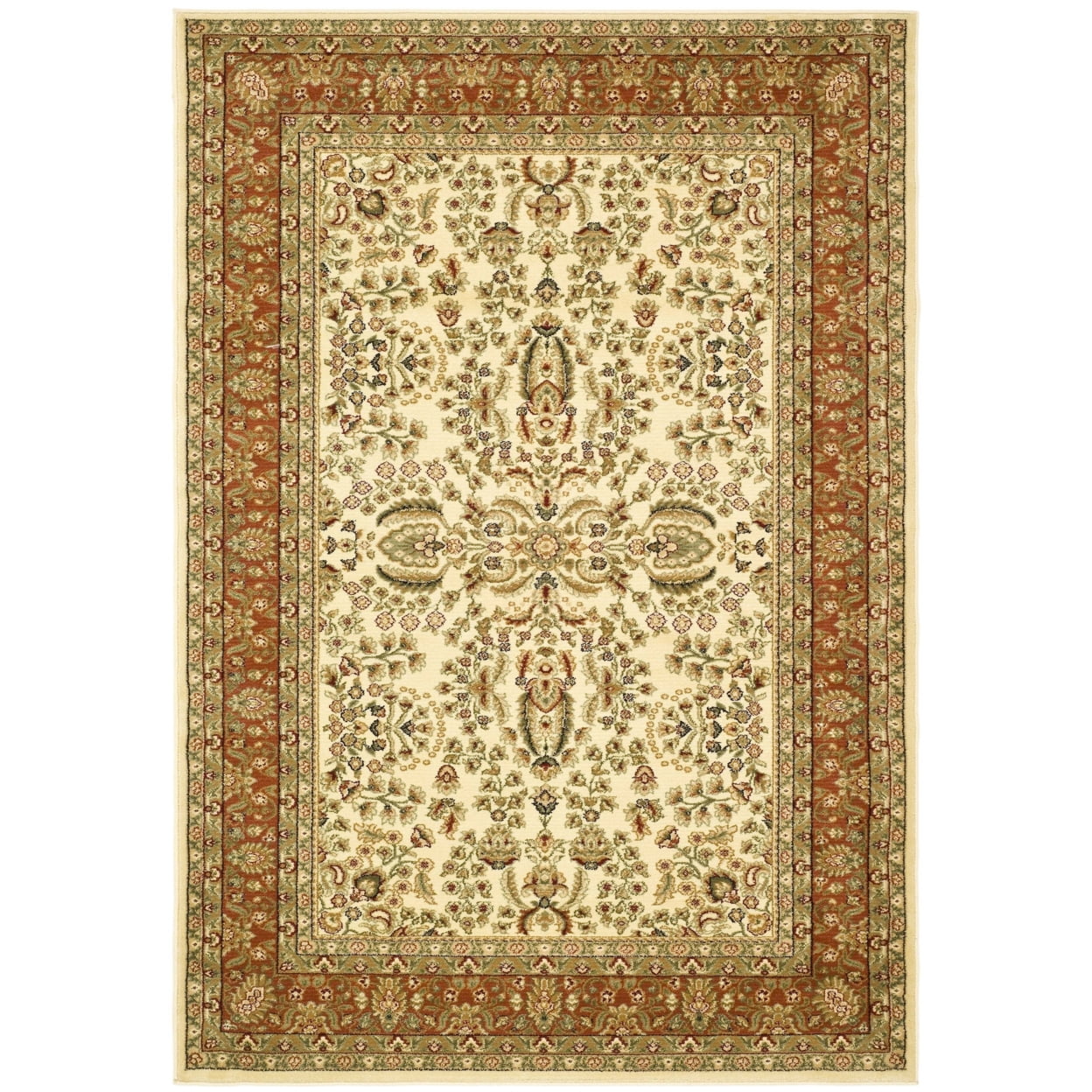 SAFAVIEH Lyndhurst Elizabeth Traditional Floral Runner Rug, Ivory/Rust, 2'3" x 8'