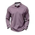 thumbnail image 6 of Long Sleeve Polo Shirts for Men Collared Performance Golf Shirts Casual Workwear Business Office Light Purple S, 6 of 6