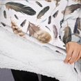 thumbnail image 3 of Oversized Wearable Blanket Hoodie,Realistic Feather Collage Pattern Sherpa Blanket Hoodie with Super Pockets,Super Warm Fuzzy Pullover for Women & Men, 3 of 6