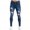 Dark Blue, variant on HBFAGFB Ripped Jeans Men Slim Fit Fashion Hole Trouser Casual Versatile Long Pencil Pant White Size L