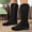 Black, variant on Fnooota Women's Knee High Boots, Block Heel Pointed Toe Side Zipper Non Slip Fall Winter Shoes Black Size 9
