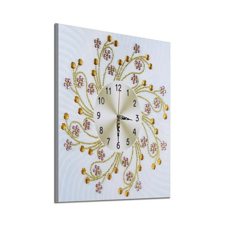 Paintings With Clocks OkrayDirect 5D Special Diamond-Shaped Embroidery Wall Clock DIY Painting Diamond Cross Stitc ()