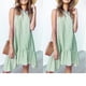 thumbnail image 4 of Vestido de mujer Vestido sin mangas con lunares Vestido sin mangas con volantes sueltos, Verde, S Noticed AP002113-25, 4 of 5