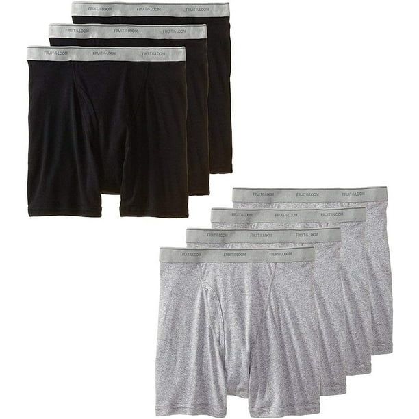 Fruit of the Loom Men's Legs don't ride up Black/Grey Boxer Briefs 7