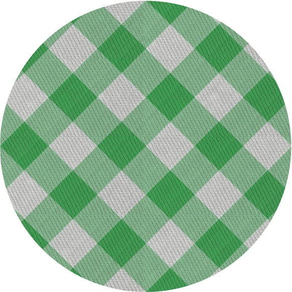 Ahgly Company Machine Washable Indoor Round Transitional Light Green Area Rugs, 3' Round