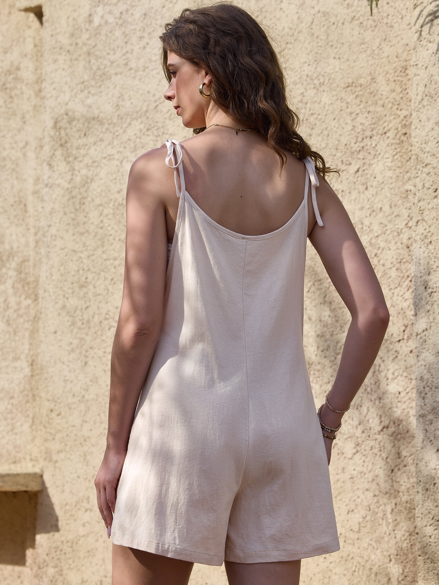 DARING DIVA Women's Sleeveless Adjustable Spaghetti Strap Small Beige