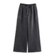 thumbnail image 4 of HH TRAF Otoño Mujer Chic Denim Pantalón Vintage Elástico Cintura Lazo Cordón Bolsillo Decorado Femenino Suelto Sólido Pierna Ancha Pantalones Mujer, 4 of 4