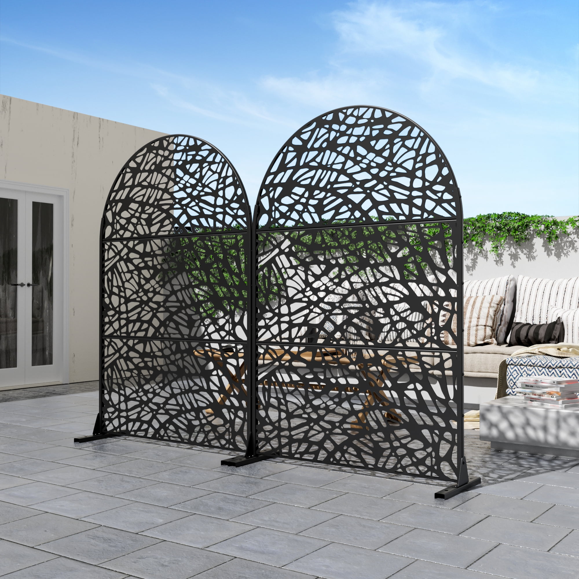 MAYEERTY Freestanding Metal Screen – Versatile Galvanized Steel Divider,Irregular,Black