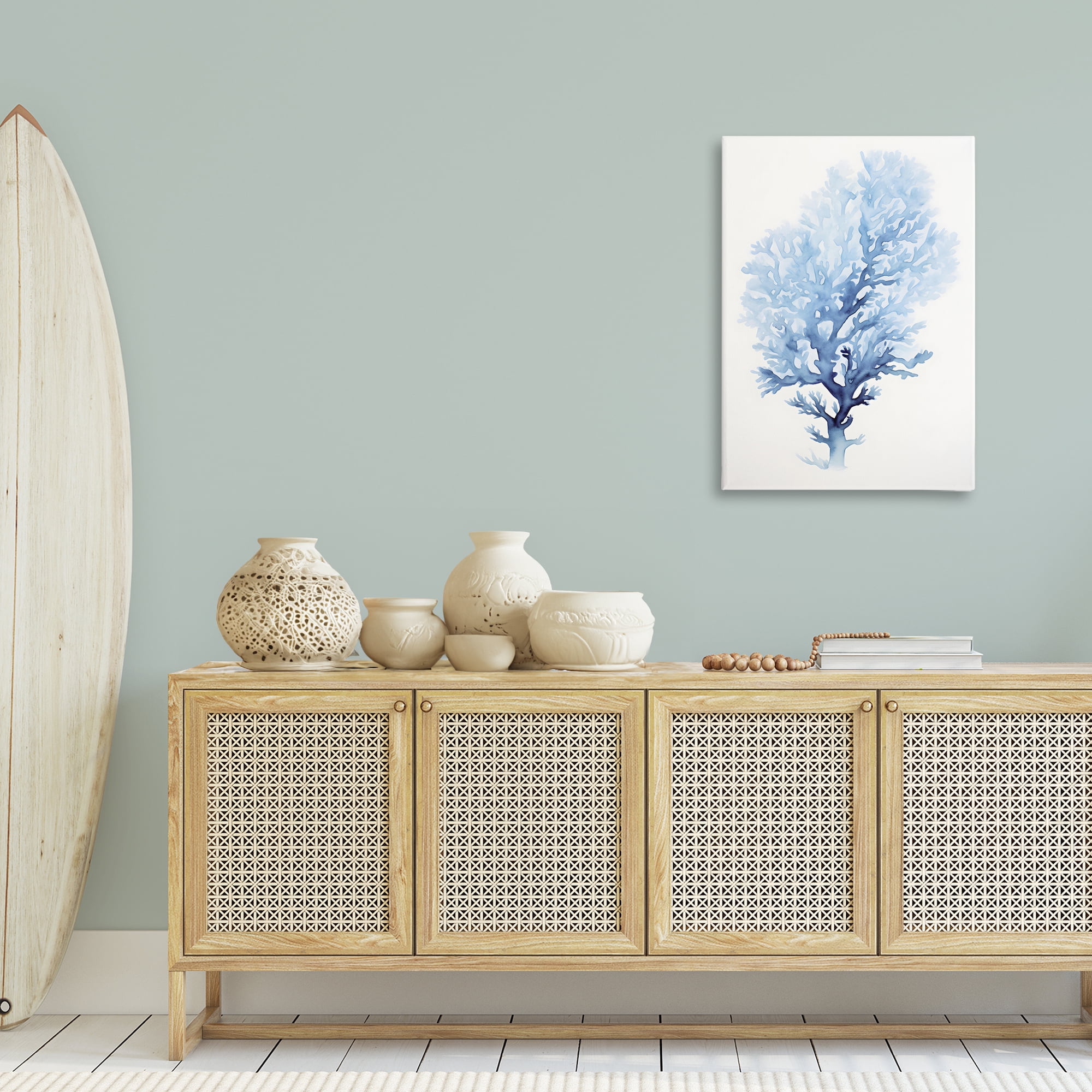 Stupell Industries Blue Coral Impression Animals & Insects Painting Gallery Wrapped Canvas Art Print Wall Art, 24 x 36