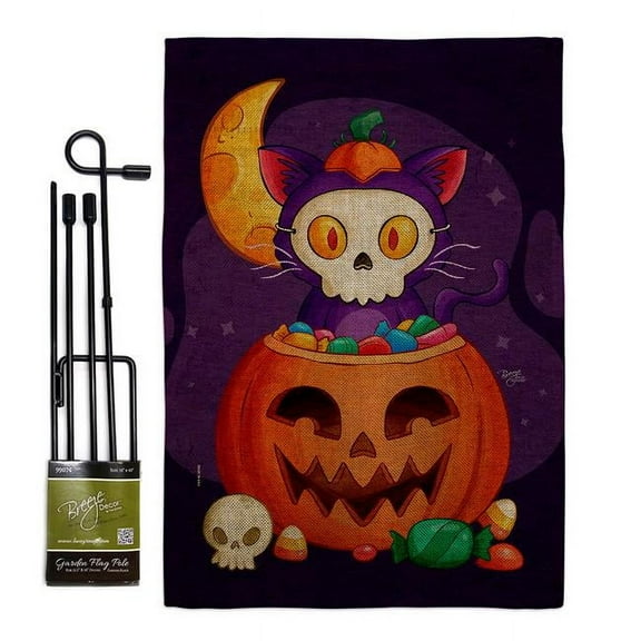 Breeze Decor GS120261-DB Sneaky Cat Falltime Halloween 13 x 18.5. in. Double-Sided Decorative Vertical House Garden Flag Set for Decoration Banner Yard Gift