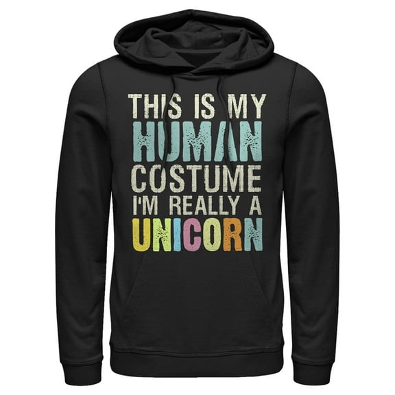 Men's Lost Gods Unicorn in Human Costume Pull Over Hoodie Black Small