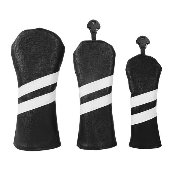 3x PU Leather Golf Club Head Cover, Golf Driver Head Covers, Golf Club Covers, Golf Cue Protect Case, Golf Wood Headcover, Golfer Gift