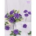 thumbnail image 2 of Flores artificiales N&T NIETING rosas moradas, 50 unidades con tallos, 2 of 8