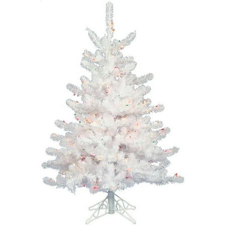 Vickerman 3' Crystal White Spruce Artificial Christmas Tree with 50 Multi-Colored LED