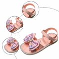 thumbnail image 6 of SGMVNU Girls' Sandals with Big Bowknot, Open Toe Soft Sole Flat Elegant Flower Girl Dress Shoes Beach Summer Casual Sandal, Size 11-12 Years , Pink, 6 of 6