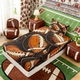 thumbnail image 5 of Erosebridal Retro Football Pattern Twin Sheet Sets, Vintage Sports Bedding for Men and Boys, 3pcs, 1 Flat Sheet, 1 Fitted Sheet and 1 Pillowcase, 5 of 6