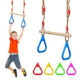 thumbnail image 2 of Slhljlin Fitness & Yoga Equipment Barra de columpio para niños con anillos de gimnasia Aro colgante de madera Barras de mono Juego de columpios de madera para interior y exterior Equipo de patio, 2 of 3