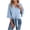 Blue, variant on Women Tie Front V Neck 3/4 Sleeve Blouse Casual Fashion Loose Comfy Solid Tunic Tops, Blue M