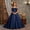 Blue, variant on Teen Girls 7-15Y off-Shoulder Satin Ball Gown, Elegant Bow Accent Floor-Length Train Dress for Wedding Flower Girl, Pageants & Evening Parties Blue 7 Years