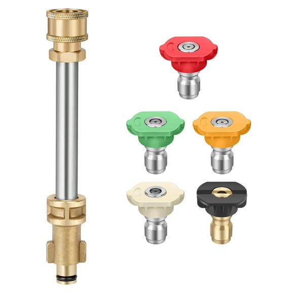 EEEkit 6.3'' Pressure Washer Gun Adapter 1/4'' Female Quick Connect with 5 Nozzles Fits for Ryobi, Portland Washer