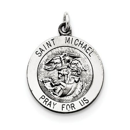 Sterling Silver Engravable Antiqued Saint Michael Medal