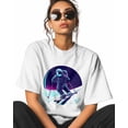 thumbnail image 2 of T Shirts for Women Short Sleeve Cotton Crewneck T-Shirt, Astronaut Skiing Sport Funny Cartoon Tee Tops Casual Basic T-Shirts, XS-5XL White L, 2 of 7