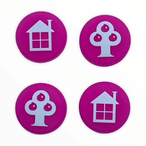 JenDore Pink Tree & House 4Pcs Silicone Thumb Grip Caps for Nintendo Switch