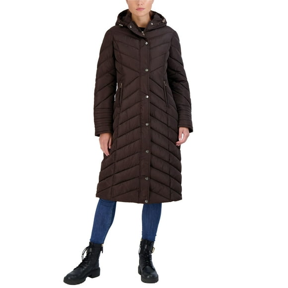 Madden Girl Manteau d'Hiver pour Femmes - Long Matelassé Maxi Parka (S-3X) Taille 1X Chocolat