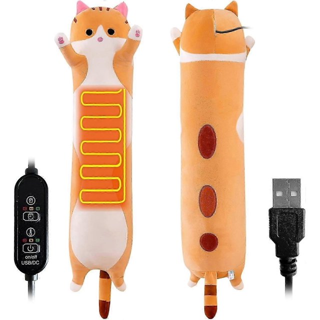 Heating Pad for Menstrual Cramps Period & Neck Shoulder Pain Relief, Portable Cuddly 19.7" Plush Cat with a Hot Soft Belly (Brown)